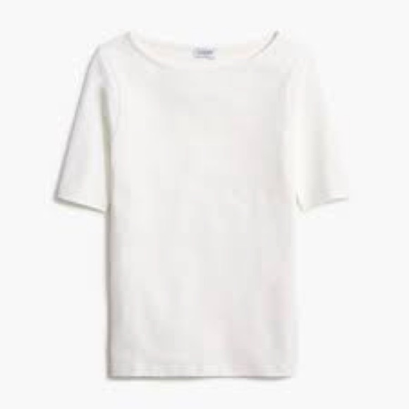 J.Crew Factory White Boatneck Tee Size S | Fair Trade Cotton Elbow Sleeve NWT - Picture 2 of 13